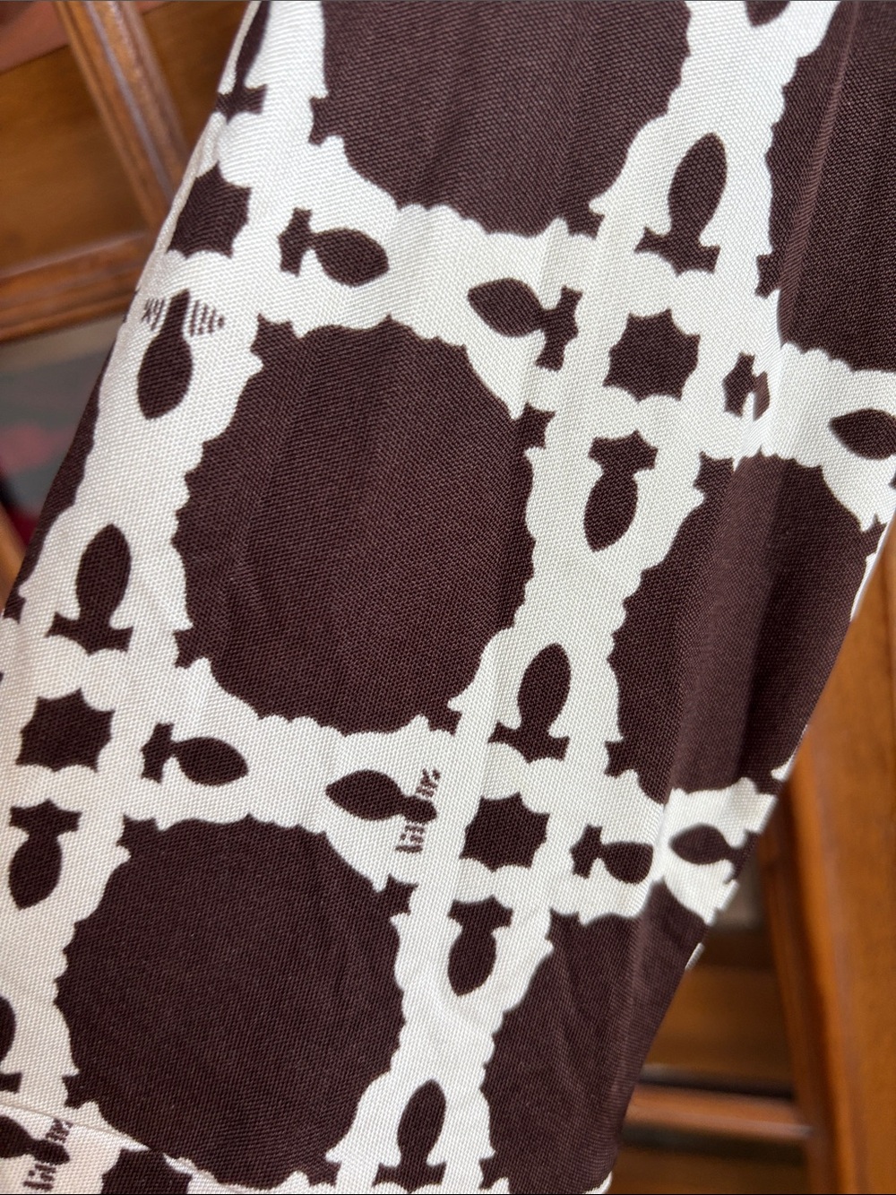 Lilly Pulitzer Brown and Cream Geometric Jersey Knit Shirt Dress - Picture 3 of 6